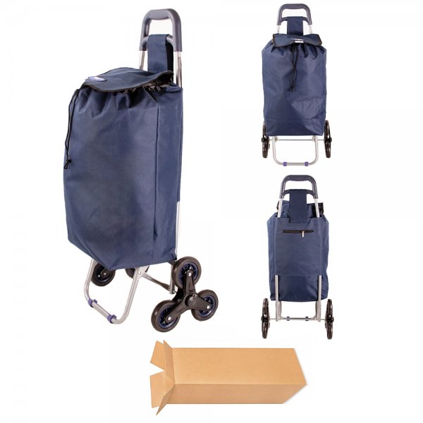 ST-33 NAVY BLUE 6-WHEEL STAIR CLIMBER SHOPPING TROLLEY BOX OF 10