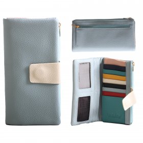 7272 TEAL LARGE TABBED PURSE WITH MULTICOLOURED CREDIT CARD SLOT