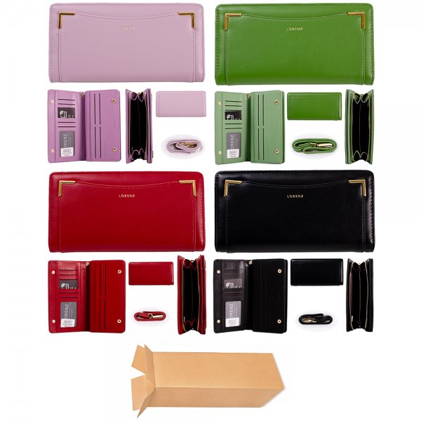 7265 ASSORTED LARGE PU WALLET PURSE W/MULTIPLE C.SEC BOX OF 12