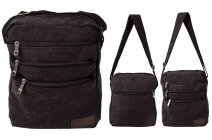 LL-145 BLACK CANVAS SHOULDER BAG