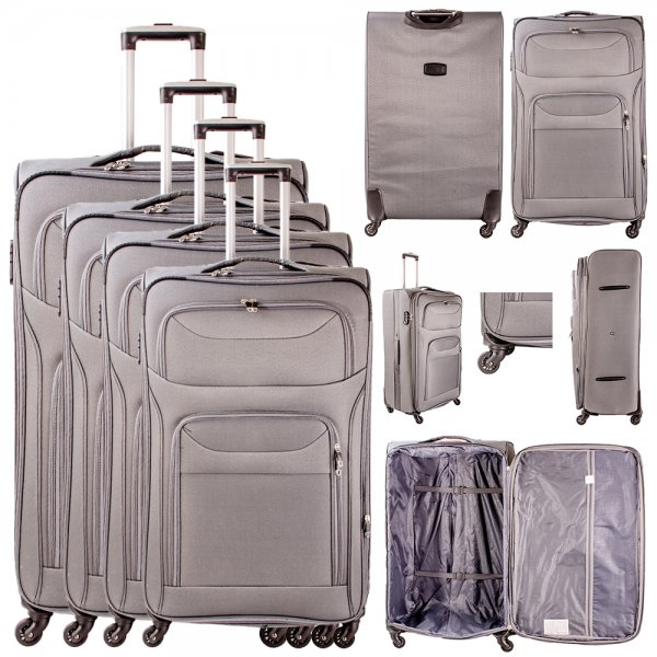 T-SL-01 GREY SET OF 4 TRAVEL TROLLEY SUITCASES