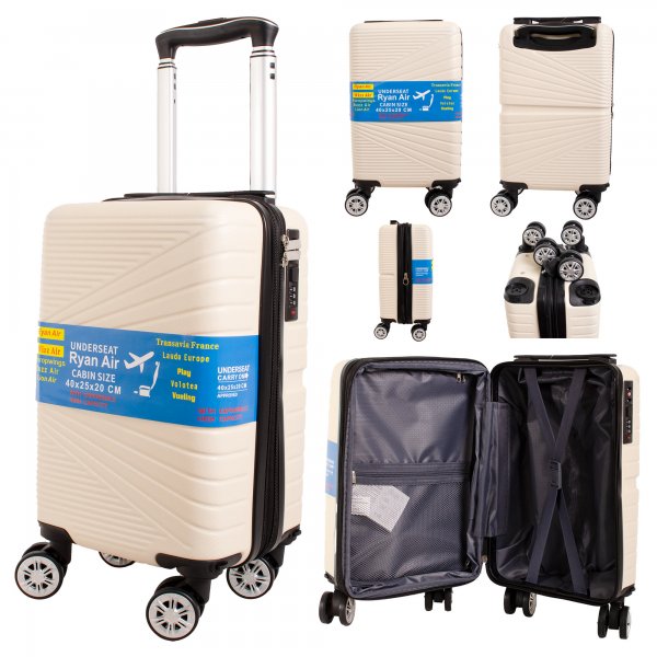 T-HC-US-1611 BEIGE 15.7'' UNDER-SEAT CABIN-SIZE TROLLEY SUITCASE