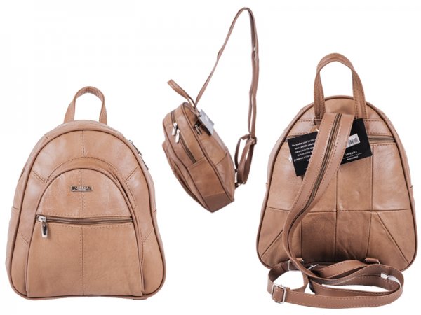 3748 tan Cow Hide Backpack with 4 Zips