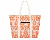 3408/Coral Pineapples Top Zip Tote/Beach