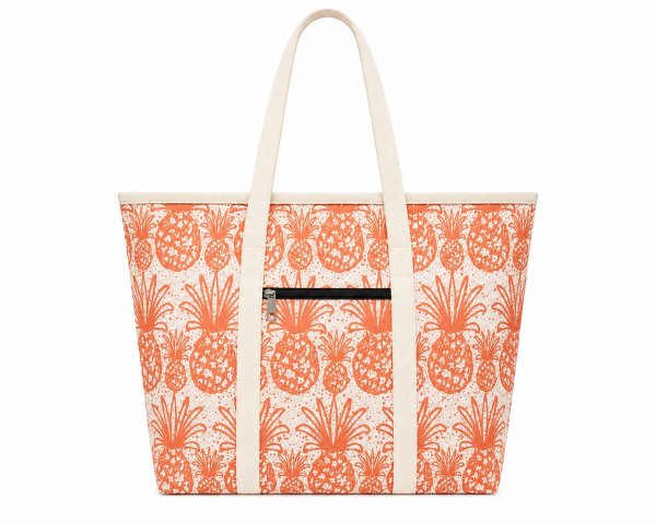 3408/Coral Pineapples Top Zip Tote/Beach