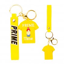 PRIME DRINK YELLOW T-SHIRT STYLE FASHION METAL/RUBBER KEYCHAIN