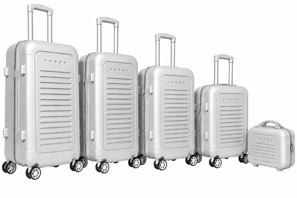 T-HC-716 SET OF 5 Silver Premium Hard Shell Suitcases