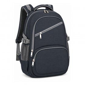 2596 Black/Light Grey Denim Look Backpack