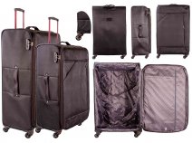 7004 BLACK/PURPLE LIGHTWEIGHT SET OF 2 TRAVEL TROLLEY SUITCASES