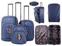JB10091 NAVY SET OF 3 TRAVEL TROLLEY SUITCASES