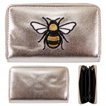 LW175B SILVER METALLIC BEE PURSE W/COIN SECTION