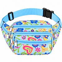 8056 Blue Floral Bright Colored Multizip Bumbag (New) 8056 Blue Floral Bright Colored Multizip Bumbag (New)