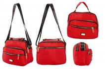 2434 RED POLYESTER MULTI ZIP X-BODY BAG WITH TOP HANDLE
