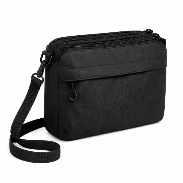 2427 Black Triple Top Zip Ripstop Polyster W Front Zip