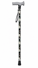 1971 Black Magnolia Floral Adjustable Walking Stick