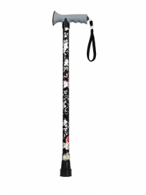2885 Black Magnolia Floral Adjustable Walking Stick