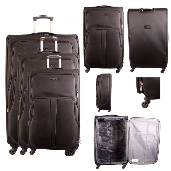 H-028 BLACK TRAVEL TROLLEY SET OF 3