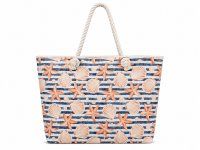 3406/Blue Stripe with Shells Top Zip Tote/Beach 3406/Blue Stripe with Shells Top Zip Tote/Beach