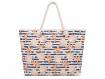3406/Blue Stripe with Shells Top Zip Tote/Beach