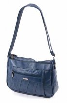 3796 NAVY Cowhide Double Top Zip Bag, Bk, Fnt Zips