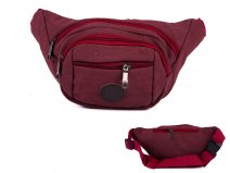 2556 RED Multi Zip Oval Shaped Bumbag 4 Zips