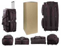 KS-100 34'' BLACK 3-WHEELED HOLDALL TRAVEL BAG BOX OF 6