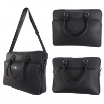 6891 BLACK LEATHER LORENZ LAPTOP BAG