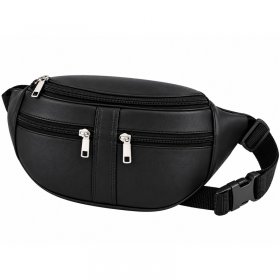 BB 006 Black Soft Leather Bumbag/Waist Bag (New)