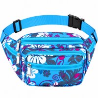 8056 Dark Blue Floral Bright Colored Multizip Bumbag (New) 8056 Dark Blue Floral Bright Colored Multizip Bumbag (New)