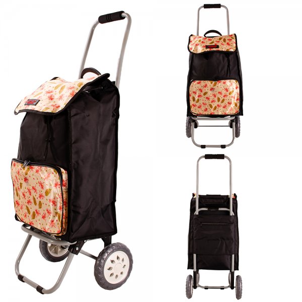 6956/S BLACK/BEIGE FLORAL 2-WHEEL SHOPPING TROLLEY