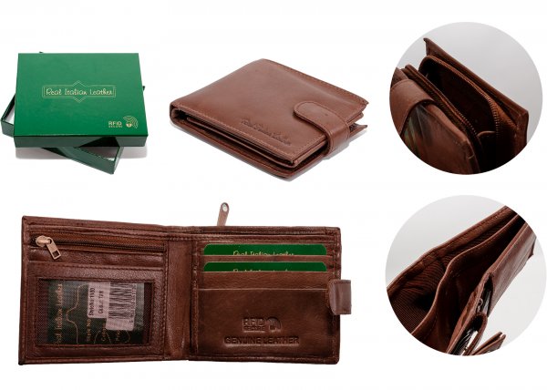 1180 BRN- RFID CARD PROTECTION GENUINE LEATHER WALLET GRN BOX