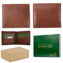 1061 BROWN BOX OF 12 RFID LEATHER WALLET W/NOTE & C.CARD SECTION