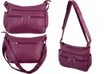 5730 TOP ZIP PU BAG WTH 2 FRNT ZIPS 1 BCK ZIP BURGUNDY