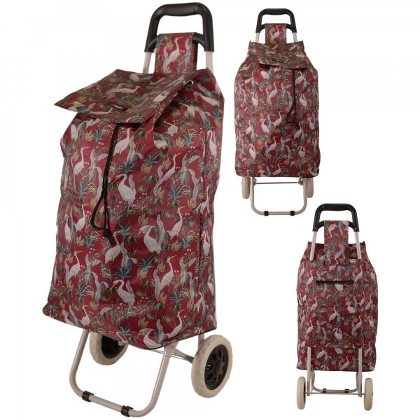 MS-001 RED TWO WHEEL SHOPPING CART CRANE PATTERN