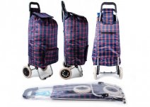 ST-02-CH NAVY CHECK 2 WHEEL SHOPPING TROLLEY
