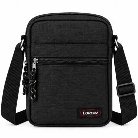 2513 Black Small Bag With 2 Top Zips & Front Pocket (New)