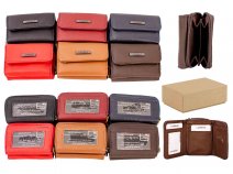 3705 ASSORTED RFID SMALL ZIP ROUND COW HIDE PURSE BOX OF 12