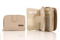 3704 CREAM RFID - Twin Zip Cw Hide Purse Wallet with Tab