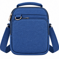 2561 Blue Canvas 3 Zips X-Body Bag With Adjustable Strap (New)