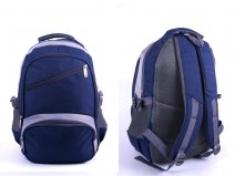 2596 BLUE/GREY “DENIUM” LOOK BACKPACK WITH 4 ZIPS & SIDE P