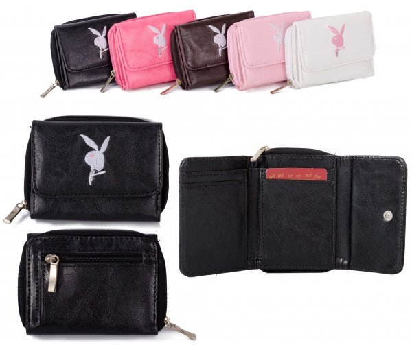 PU-1B BLACK RABBIT PURSE W/ REAR ZIP