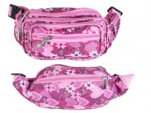 8056 Dark Pink Floral Bright Colored Multizip Bumbag