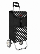 6961/S 2 WHEEL SHOPPING TROLLEY BLACK POLKA DOT