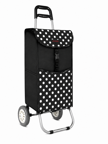 6961/S 2 WHEEL SHOPPING TROLLEY BLACK POLKA DOT