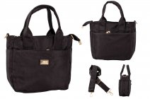 2433 BLACK POLYESTER XTRA TOP ZIP HANDBAG WITH DETACHABLE STRAP