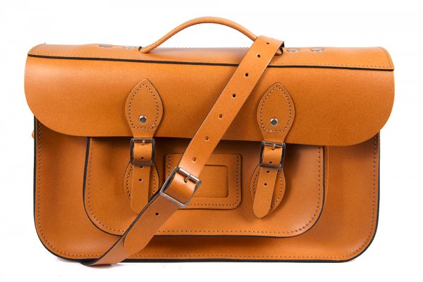 15" AUTUMN TAN BRIEFCASE MAGNETIC LEATHER