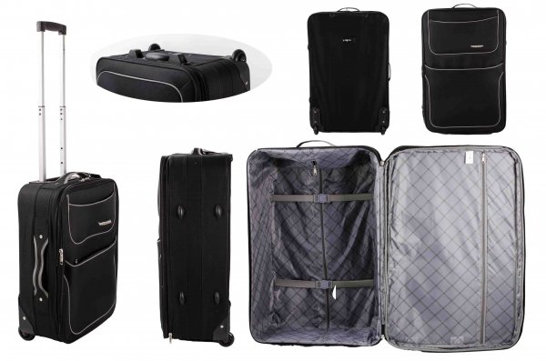 BARCELONA 21'' BLACK 2-WHEEL POLYESTER CABIN TRAVEL SUITCASE