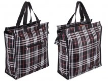 2483 CHECK SHOPPING BAG WITH TOP ZIP AND FRONT ZIP BLACK MULTI