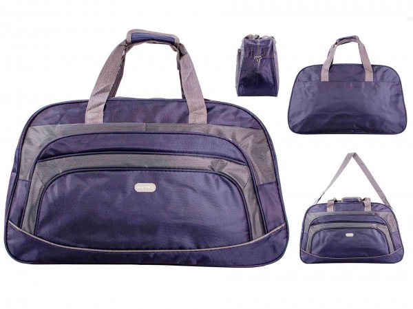 163L NAVY/GREY LARGE HOLDALL UNISEX BAG WITH ADJUSTABLE STRAP