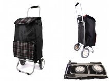 6956 SHOPPING TROLLEY FOLDING BK FRAME BLACK CHECK